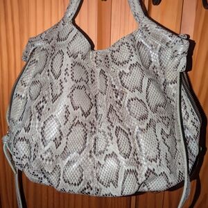 Foley + Corinna Gray Snakeskin Hobo Bag with Textured Design